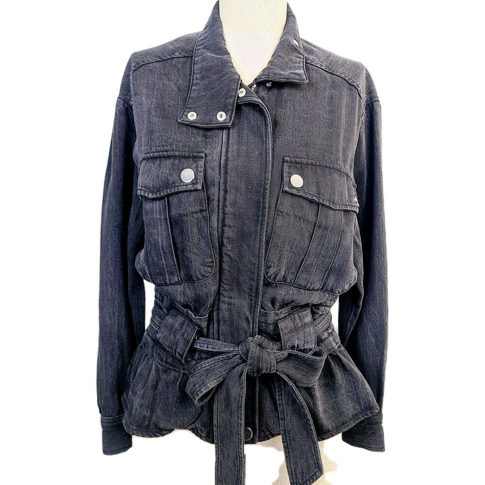 Dear John Austin Cambray Jacket XS Charcoal Gray Full Zip Belted Military